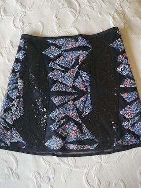 Astr Black Mini Skirt with Multicolor Sequin Panels